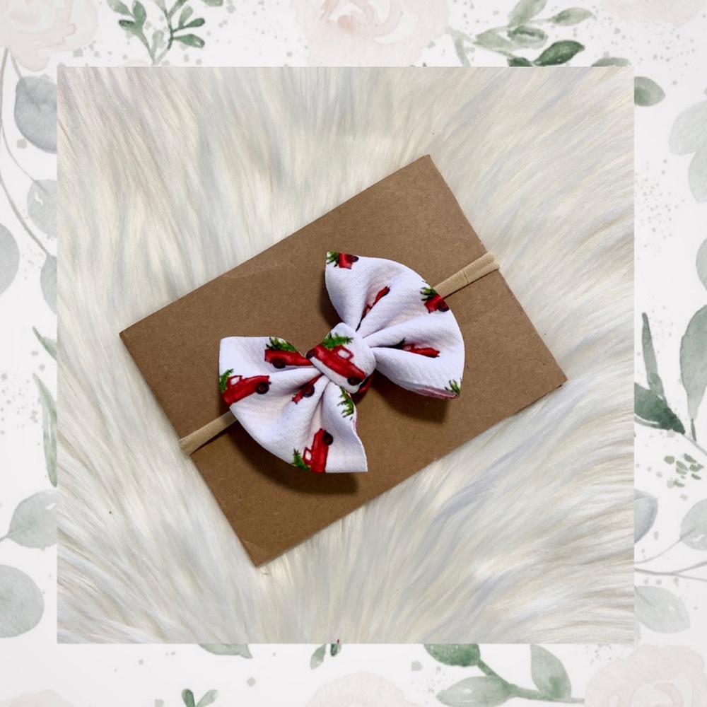 🎁Red Christmas Truck Clip In/Bow On Nylon!